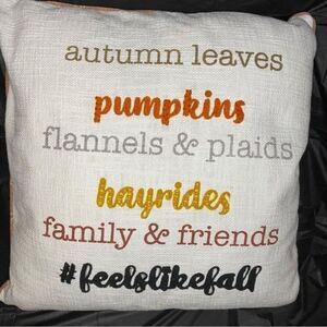 New Fall Square Throw Pillow with Plaid Backing